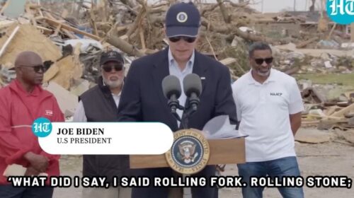 Biden ia huq gjatë vizitës në qytetin e shkatërruar nga tornadoja, në vend se t’i thotë Rolling Fork e ngatërron me Rolling Stone