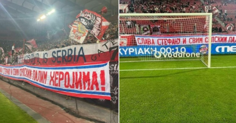 “Kosova është Serbi”, pas rumunëve edhe grekët shfaqin banderola të shëmtuara në stadium