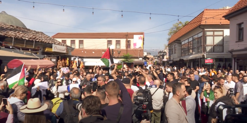 (VIDEO) Shkup, organizohet protestë në mbështetje të Palestinës