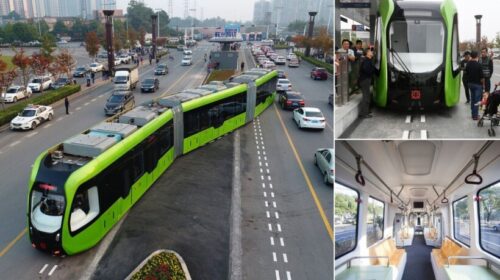 Kina ka krijuar “trenin e mençur” që lëviz në rrugët pa binarë