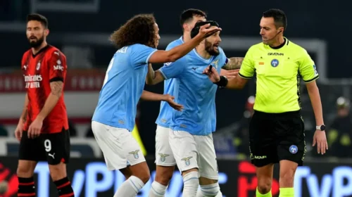 Tre kartonë të kuq në ndeshjen Lazio-Milan, në Itali dënojnë arbitrin Di Bello