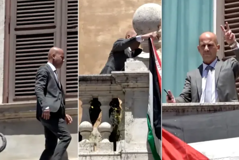 Mjaft ishte mjaft! Ish deputeti italian vendos flamurin palestinez në ballkonin e Dhomës së Përfaqësuesve në Romë