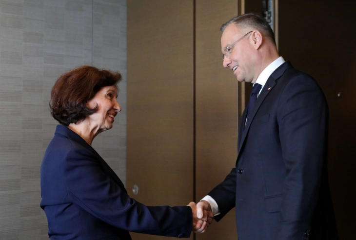 Takim i Siljanovska – Davkovës me presidentin e Polonisë, Andzhej Duda në Samitin për paqe në Ukrainë