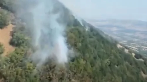 (VIDEO) Një helikopter i policisë hodhi mbi 39 tonë ujë mbi zjarrin në malin Serta