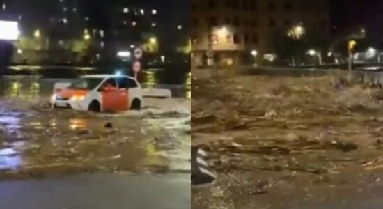 Video që tregon fillimin e kata’strofës në Valencia – uji përm’byti rrugët në pak sekonda