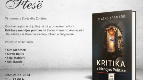 “Kritika e mendjes politike“: Nesër në Shkup promovohet libri i Ambasadorit, Zlatko Kramariç