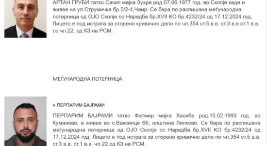 Shpallen urdhër-arreste ndërkombëtare për Artan Grubin dhe Përparim Bajramin