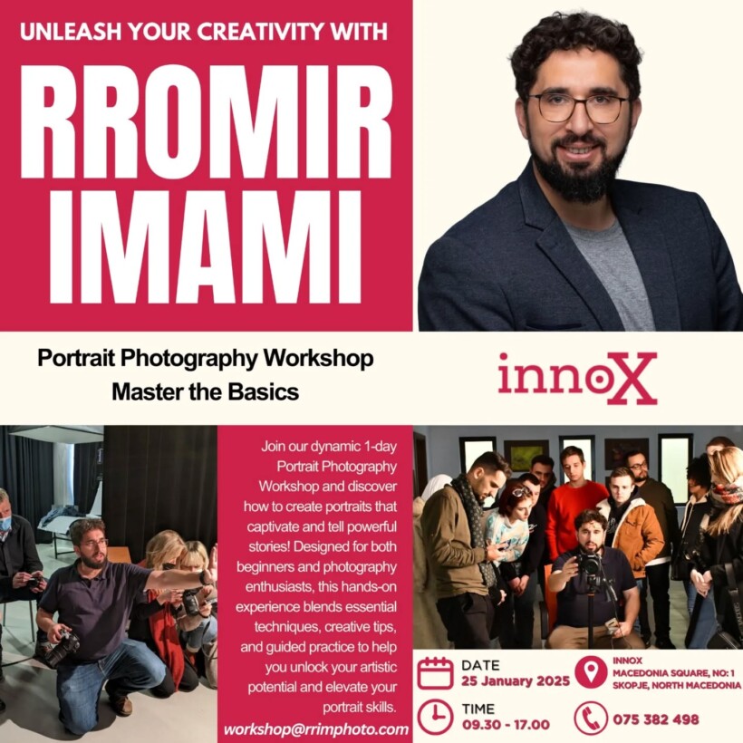 Qendra për Inovacion InnoX organizon punëtori një ditore për portret fotografi me Rromir Imamin