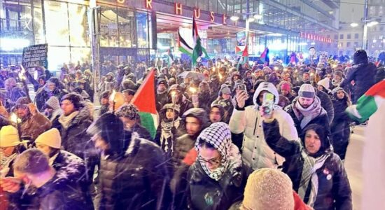 Suedi, qindra njerëz anuluan festimet e Vitit të Ri dhe mbajtën protestë në mbështetje të Palestinës