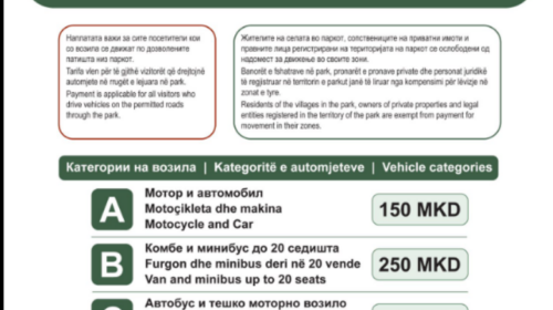 Nga 2 maji, hyrja me automjete në Parkun Kombëtar “Mali Sharr” do të paguhet