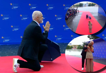 Samiti i Komunitetit Politik në Tiranë, Rama i ulet në gjunjë Giorgia Melonit