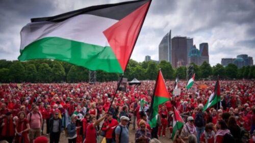 Protestë gjigante në Hagë për Gazën: Qeveria holandeze të vendosë vijat e kuqe!