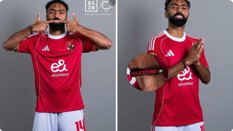 FIFA heq foton promovuese të futbollistit të Al Ahly për shkak të byzylykut  Liri për Palestinën 