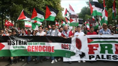 Protesta në Vjenë kërkon ndërprerjen e gjenocidit izraelit në Gaza dhe dënon bashkëpunimin austriak