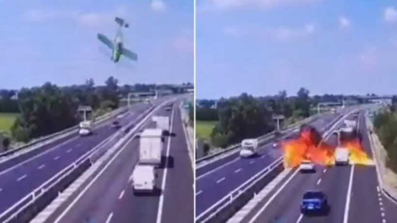 Video tronditëse, avioni rrëzohet në mes të autostradës në Itali, dy të vdekur