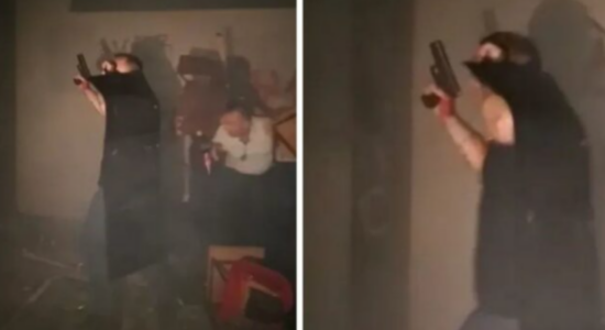 Momenti kur një burrë nxjerr revolen para zyrave të partisë së Vuçiqit