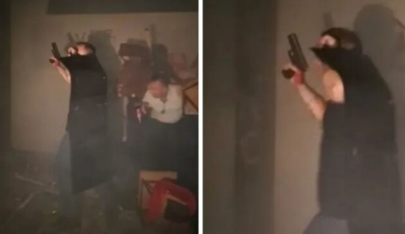 Momenti kur një burrë nxjerr revolen para zyrave të partisë së Vuçiqit