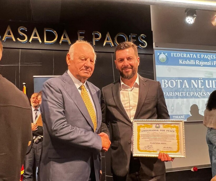 Bartësi i listës për Qytetin e Shkupit, Abdul Selam Selami, shpallet “Ambasador i Paqes” në Tiranë