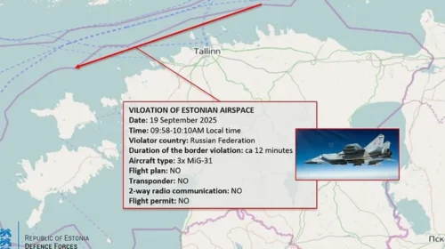 Estonia publikon hartën e fluturimit të tre aeroplanëve rusë që shkelën hapësirën e saj ajrore