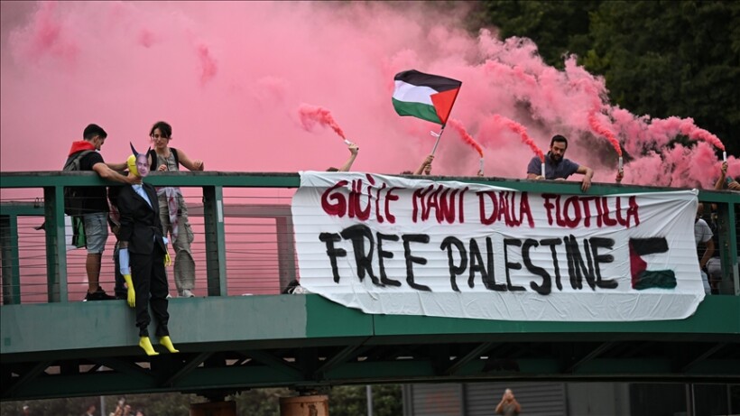 Mijëra njerëz marshuan në Milano në mbështetje të Flotiljes Globale Sumud