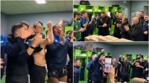 (VIDEO) Festa e çmendur e Kosovës në zhveshtore pas fitores historike ndaj Sllovenisë