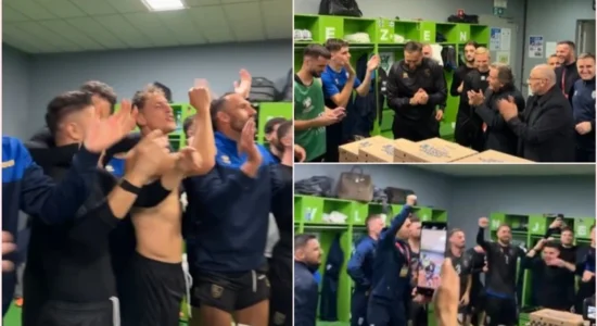 (VIDEO) Festa e çmendur e Kosovës në zhveshtore pas fitores historike ndaj Sllovenisë