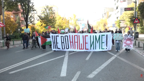 (VIDEO) Shkupi solidarizohet me popullin palestinez, pa drejtësi nuk ka paqe
