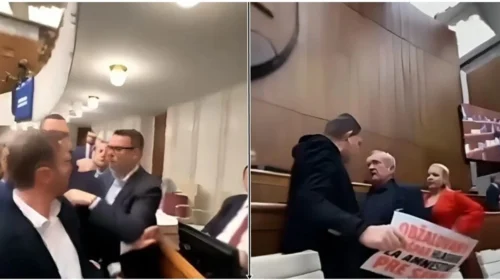 (VIDEO) Përleshje në parlamentin sllovak