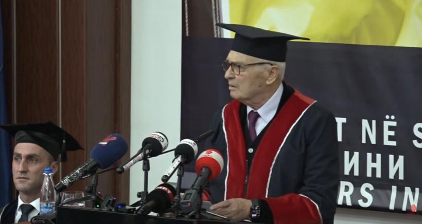 (VIDEO) UT i jep titullin Doctor Honoris Causa ish-presidentit të Shqipërisë, Rexhep Meidani