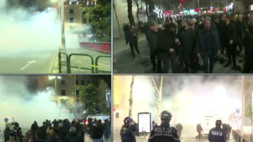 Hidhet gaz i madh lotësjellës pranë Kuvendit, Berisha vë maskën. Përplasje e dhunshme me policinë