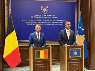 Ministri i Punëve të Jashtme dhe Diasporës i Kosovës, Glauk Konjufca, dhe zëvkryeministri dhe ministri i Jashtëm të Belgjikës, Maxime Prevot, Foto: Agim Sulaj / AA