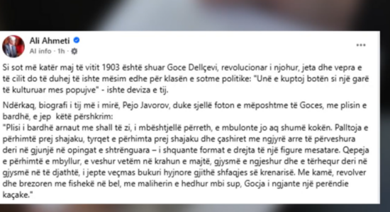 (VIDEO) Ali Ahmeti rikujton “Goce Delçevin me plis të bardhë”