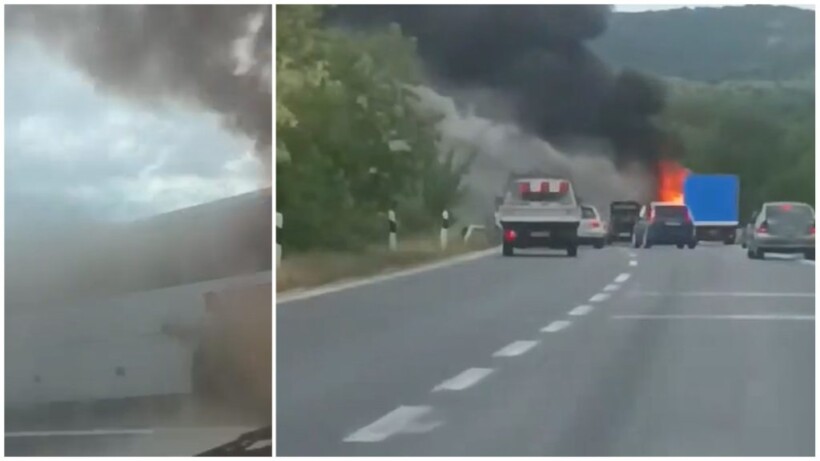 Autobusi përfshihet nga zjarri në autostradën Veles–Shkup, nuk ka të lënduar