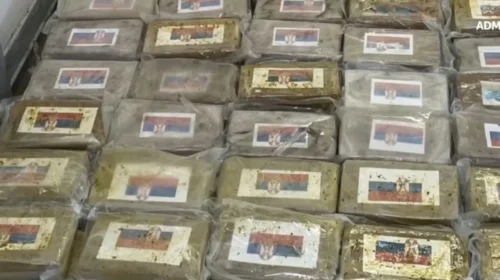 Italia kap rreth 800 kilogramë kokainë, shumica e paketimeve ishin me flamur të Serbisë