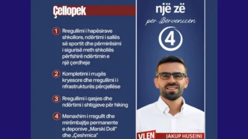 Jakup Huseini prezanton projektet për Çellopekun: Fokus te arsimi, infrastruktura dhe turizmi malor